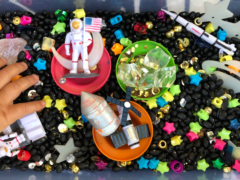 starry summer sensory bins