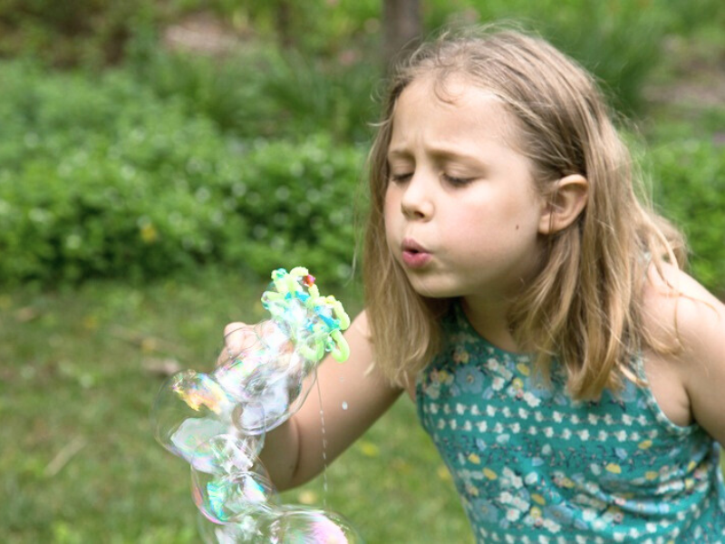 blowing bubbles