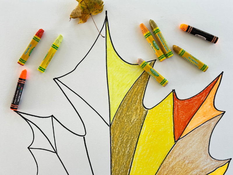 leaf art with pastels fall craft ideas