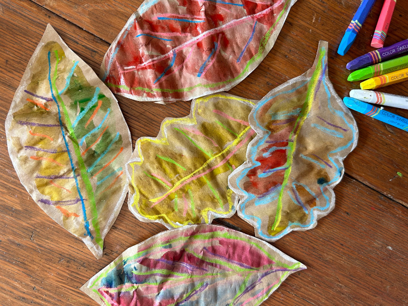 Recycled paper leaves