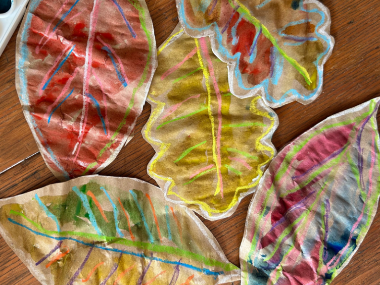 Painted paper leaves