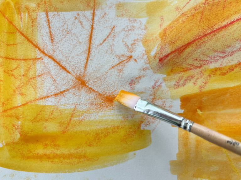 painted leaf rubbings