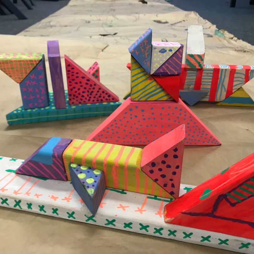 painted wooden blocks