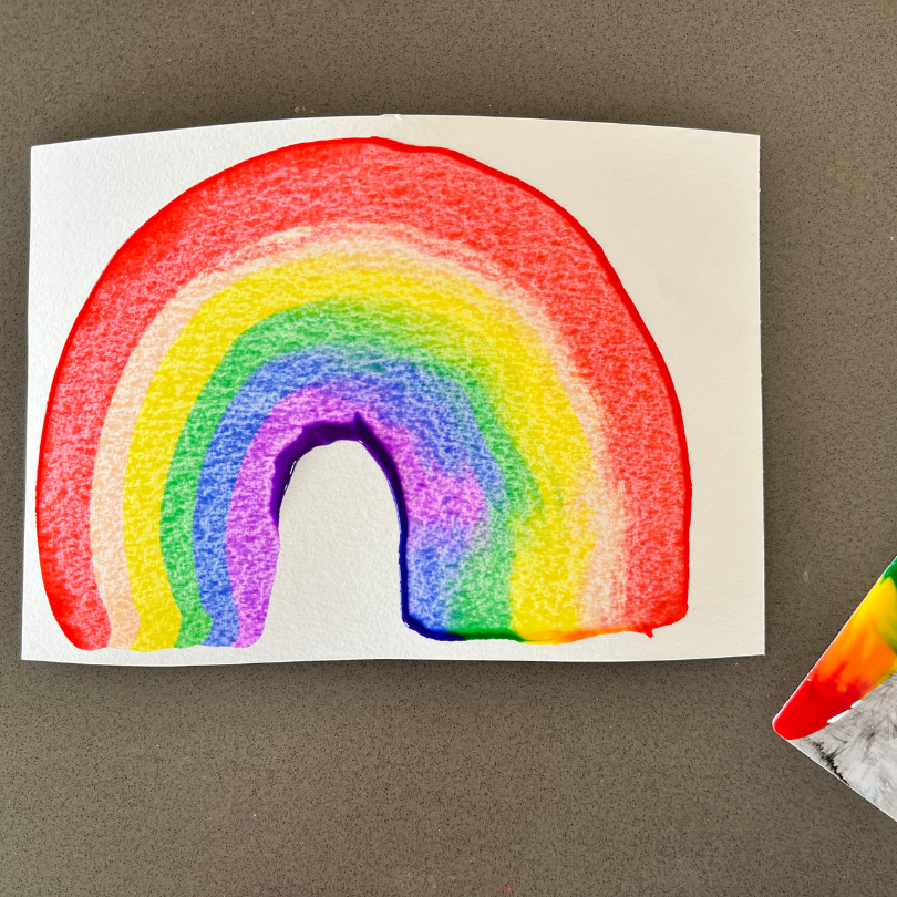 rainbow scrape painting