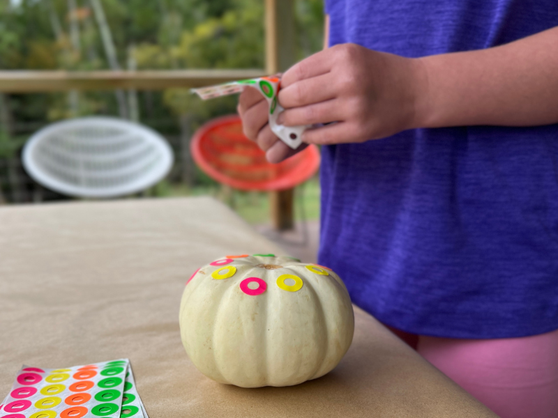 stickers on pumpkin