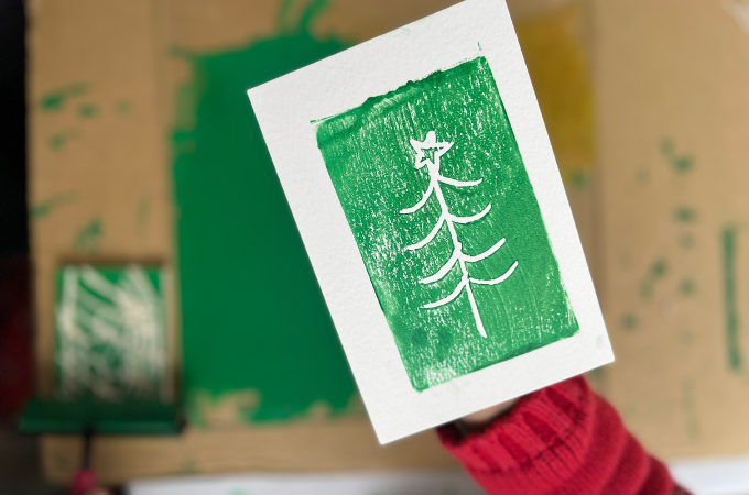 DIY rubber stamp prints for Christmas cards