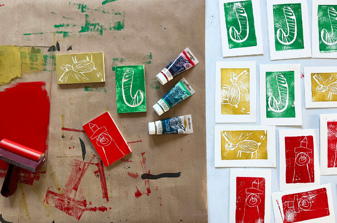 how to make DIY stamps for holiday cards