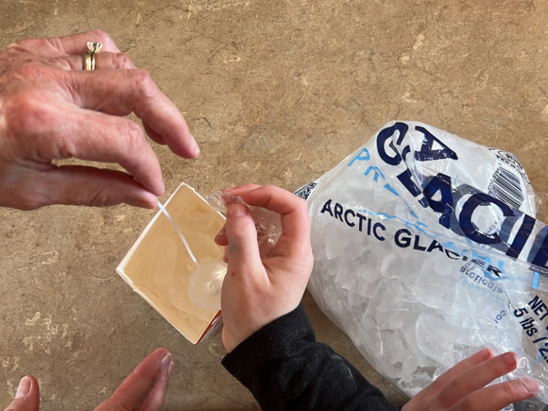 filling cartons with ice