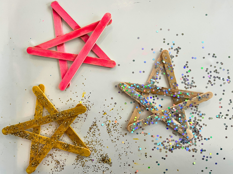 glitter stars new years crafts