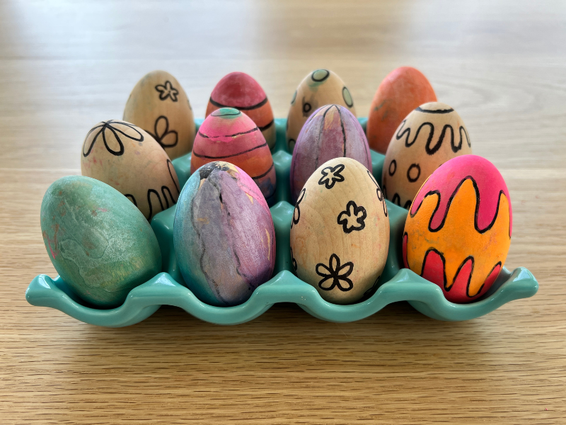 painted wooden eggs