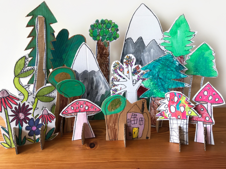 cardboard art forests